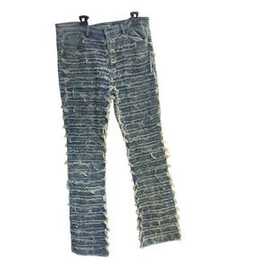 REELISTIK NYC Men’s Stacked Denim Distressed Jeans Size 38 Light Washed Blue